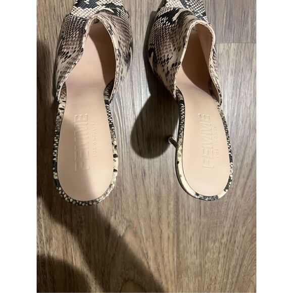 Femme LA Python Mule Print Heel Shoes Size 37 US 7 - Picture 5 of 7
